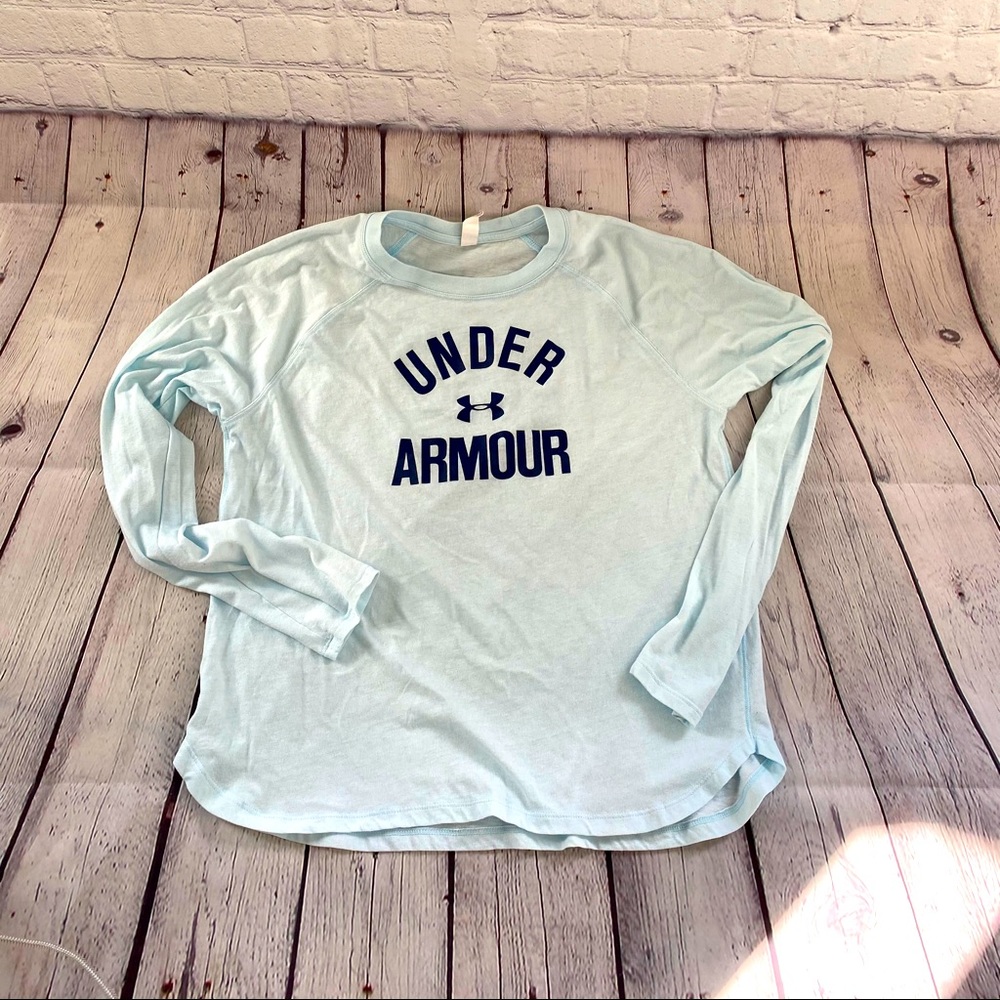 Under Armor long sleeve light blue T Shirt
